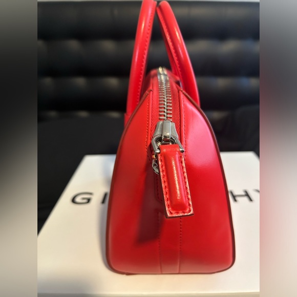 Red Givenchy Mini Antigona Leather Tip Handle Bag with Strap - Picture 9 of 12